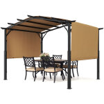Vevor pergola deexterieur 10 x 10 pieds, pergola en metal a toit arque, pergola retractable avec auvent ...