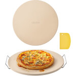 Vevor pierre a pizza ronde en cordierite 40, 6 cm, pierre de cuisson extra large avec support durable ...