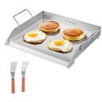 Plaque de cuisson en acier inox, plaque de four rectangulaire universelle a dessus plat, 448 x 370 mm, ...
