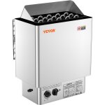 Vevor poele de sauna electrique portable inox, 8 kw, 400 v 3 n, avec minuterie 3 h, controleur integre, ...