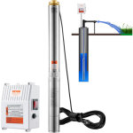 Vevor pompe immergee pour puits profond, 1500 w, pompe a eau en acier inox, debit 9, 8 m� / h, 108 m, ...