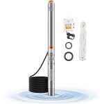 Vevor pompe immergee pour puits profond, 550 w, pompe a eau en acier inox, debit 100 l / min, hauteur ...