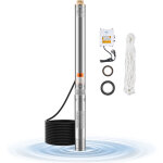 Vevor pompe immergee pour puits profond, 550 w, pompe a eau en acier inox, debit 65 l / min, hauteur ...