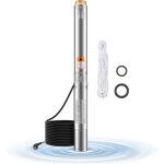 Vevor pompe immergee pour puits profond, 750 w, 230 v, pompe a eau en acier inox, debit 100 l / min, ...
