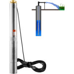 Vevor pompe immergee pour puits profond, 750 w, pompe a eau en acier inoxydable, debit 7, 1 m� / h, 75 ...