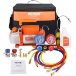Pompe a vide climatisation, 113 l / min, pompe a vide frigoriste cvc 180 w avec kit jauges de collecteur ...
