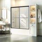 Vevor porte de baignoire - douche 1422 - 1524x1524 mm, pare - baignoire coulissante double semi - sans ...