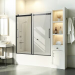 Vevor porte de baignoire - douche sans cadre 1422 - 1524x1524 mm, pare - baignoire coulissante double, ...