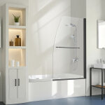 Vevor porte de douche sans cadre 864 x 1397 mm, demi - porte de baignoire en verre trempe de 6 mm, rotative ...