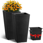 Vevor pot de fleurs, lot de 2, grande jardiniere plantes 570 mm, design moderne, systeme de drainage ...
