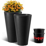 Vevor pot de fleurs, lot de 2, grande jardiniere plantes conique 590 mm, design moderne, systeme de drainage ...