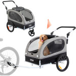 Vevor remorque de velo chien pliable charge 40 kg poussette deanimaux de compagnie 2en1 cadre facile ...