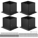 Vevor support de poteau bois de 89x89 mm, base de poteau, lot de 4, taille interne 92x92 mm, en acier ...