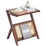 Vevor table basse en rotin , table basse en rotin tresse en bambou en forme de z avec plateau en verre ...