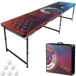 Vevor table de biere pong portable 2, 4 m, lumieres led, table de jeu de beer pong pliable avec poignee ...