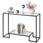 Vevor table console en verre 2 niveaux, table deappoint rectangulaire moderne, bout de canape avec plateau ... Vevor table console en verre 2 niveaux, table deappoint rectangulaire moderne, bout de canape avec plateau ...