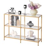 Vevor table console en verre 3 niveaux, table deappoint rectangulaire moderne, bout de canape avec plateau ...