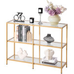Vevor table console en verre 3 niveaux, table deappoint rectangulaire moderne, bout de canape avec plateau ...