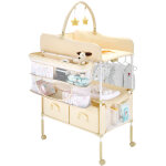 Vevor - table a langer pliable, plan a langer 2 tiroirs en tissu, panier lateral et tringle de suspension, ...