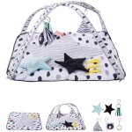 Vevor tapis deeveil bebe, 875 x 875 mm, tapis de jeu deactivite avec jouets sensoriels, tissu doux, bon ...