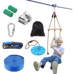 Tyrolienne pour enfants et adultes 15, 8 m, kit de tyrolienne complet charge 227 kg, configuration facile, ...