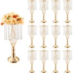 Vevor vase de mariage, lot de 12, supports de fleurs de mariage en cristal de 49 cm de haut, vase or ... Vevor vase de mariage, lot de 12, supports de fleurs de mariage en cristal de 49 cm de haut, vase or ...