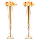 Vevor vase de mariage, lot de 2, supports de fleurs de mariage de 56 cm de haut, vase or en metal en ...