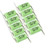 Vhbw 10x batteries remplacement pour 2 / 3aa pour mod�le rc (650mah, 1, 2v, nimh, vert, avec cosse � ...