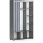 Armoire luigi, gris, 105. 8 x 178. 1 cm avec tringle  rideaux vicco