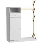 Vicco - armoire penderie liria, blanc / bambou, 100x145cm avec tiroir