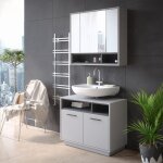 Vicco - armoire de toilette beatrice, gris / anthracite, 80 x 72 cm
