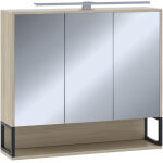 Vicco - armoire de toilette vionna, ch�ne / noir, 80x71. 5cm avec lumi�re led
