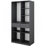 Vicco - armoire  vtements elmo, anthracite, 100 x 200 cm avec 2 tiroirs