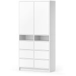 Vicco - armoire � v�tements naara, blanc, 98. 6x200cm avec tiroirs