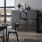 Vicco - bloc cuisine r - line, anthracite brillant / anthracite, 180cm sans pt