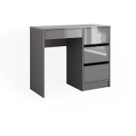 Vicco - bureau sherry, gris haute brillance, 90 x 40 cm avec tiroirs