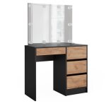 Coiffeuse sherry, anthracite / chne dor, 90x75cm avec miroir & clairage led vicco
