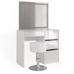 Vicco - coiffeuse sherry, blanc, 90 cm avec miroir led et tabouret Vicco - coiffeuse sherry, blanc, 90 cm avec miroir led et tabouret
