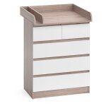 Vicco - commode � langer emma, sonoma / blanc, 80x110. 2cm avec 5 tiroirs