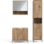Vicco - ensemble de meubles de salle de bain eliza, chne viking, 3 pices, avec armoire haute