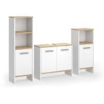 Vicco - ensemble de meubles de salle de bains karli, chne blanc / force de l'or, 3 pices