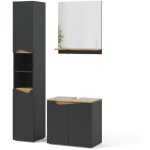 Vicco - ensemble de meubles de salle de bain marelle, anthracite, 3 pices, avec armoire haute