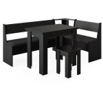 Vicco - groupe de banquettes d'angle roman, noir, 120 x 41. 5 cm avec table