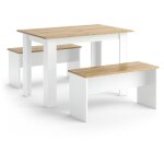 Vicco - groupe de banquettes d'angle sentio, chne blanc / force de l'or, 112x73. 6cm avec 2 bancs