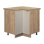 Vicco - meuble bas d'angle fame - line, grisbeige, 80. 5 cm, pt ch�ne