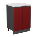 Vicco - meuble bas de cuisine r - line, rouge, 60 cm pt marbre