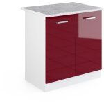 Meuble bas pour l'évier r - line, rouge bordeaux haute brillance, 80cm avec portes, avec pt vicco Meuble bas pour l'évier r - line, rouge bordeaux haute brillance, 80cm avec portes, avec pt vicco