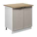 Vicco - meuble bas sous - �vier fame - line, grisbeige, 80 cm avec �tag�re, pt ch�ne