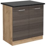 Vicco - meuble bas sous - évier r - line, gris noble, 80cm, pt anthracite Vicco - meuble bas sous - évier r - line, gris noble, 80cm, pt anthracite