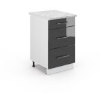 Vicco - meuble cuisine fame - line, anthracite haute brillance, 50 cm pt marbre